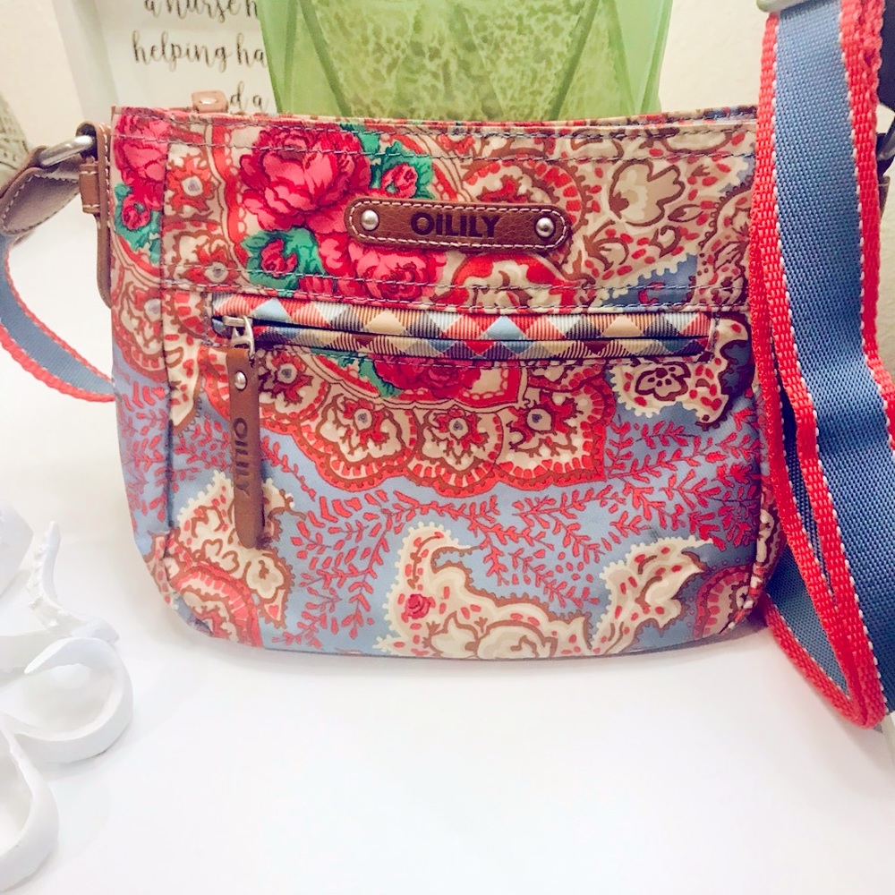 Oilily Blue Floral Cross Body Handbag